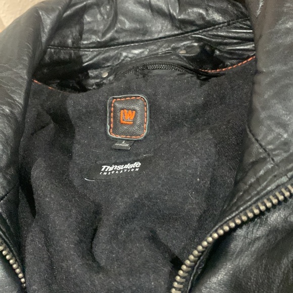 3M Thinsulate - Nwot Black Leather Bomber Jacket - Size Large - Picture 4 of 6